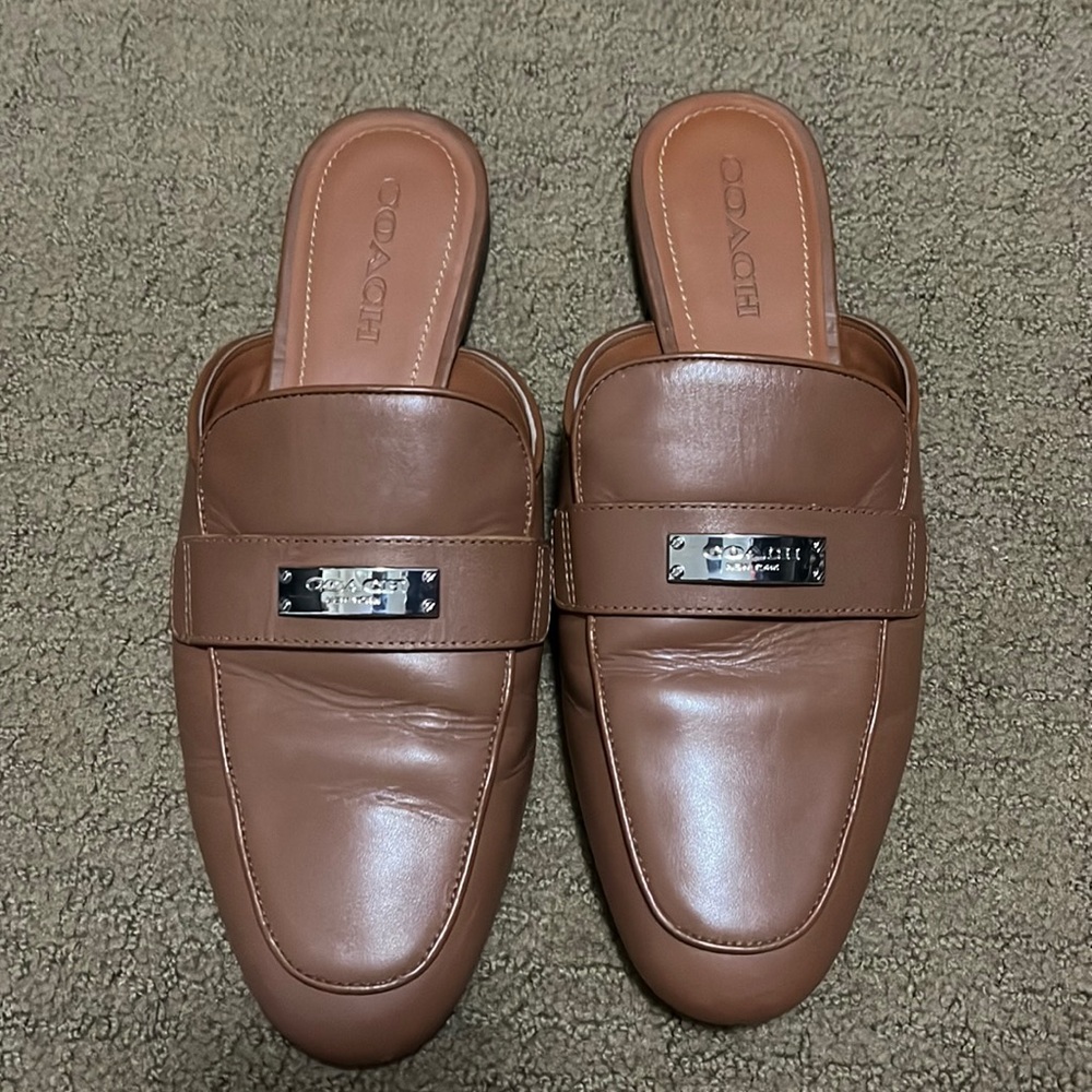 Coach Brown Leather Mules